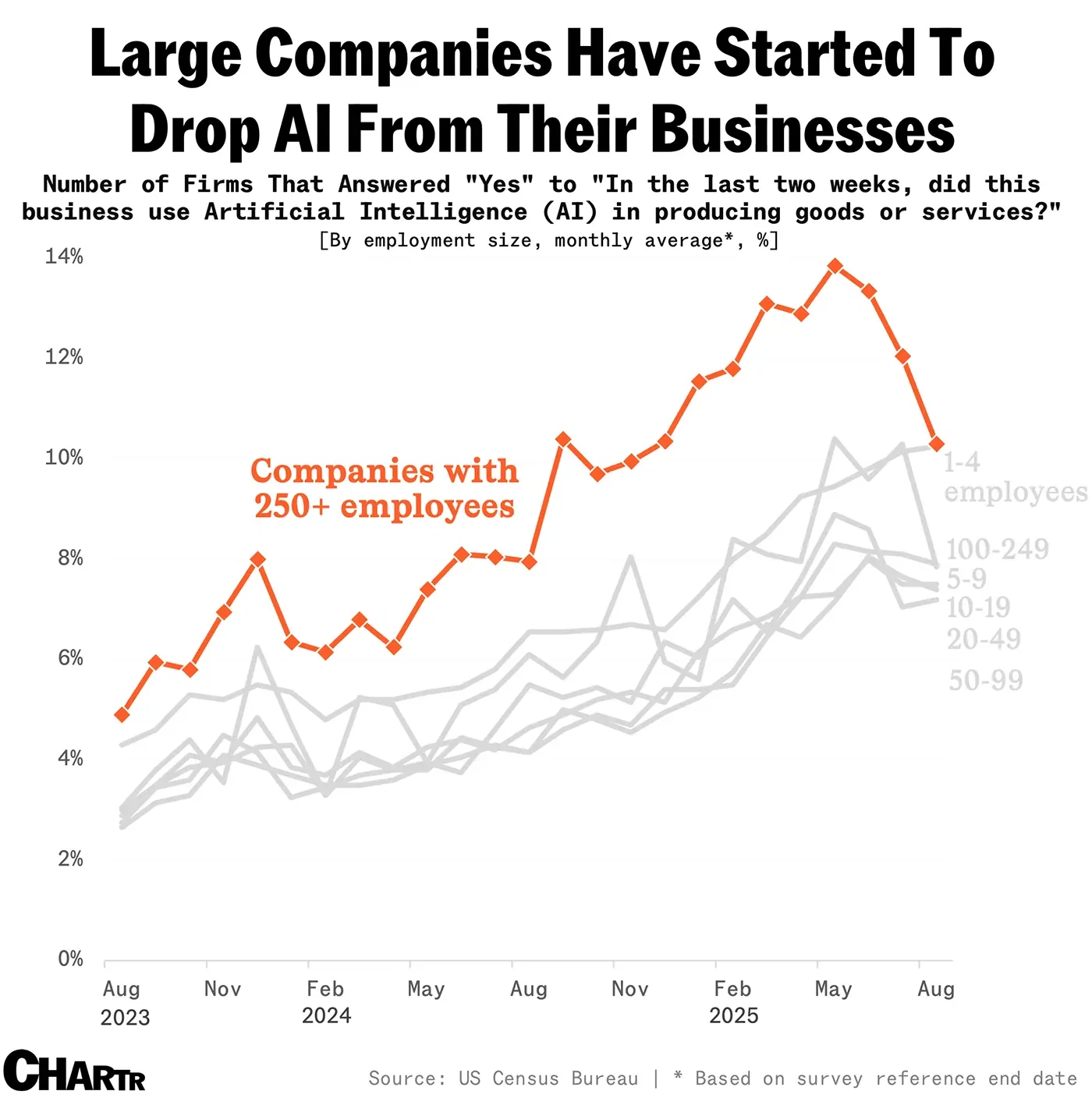 Census data shows drop in large companies using AI
