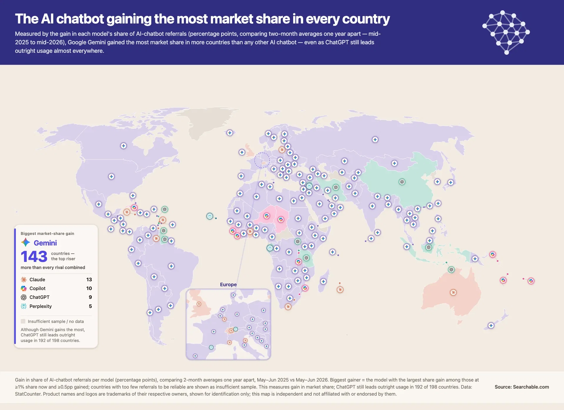 Mapped: The AI Chatbot With The Largest Growth In Market Share Per Country