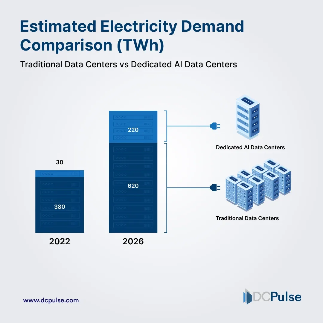 How is the rise of AI driving the surge in global data center electricity consumption?