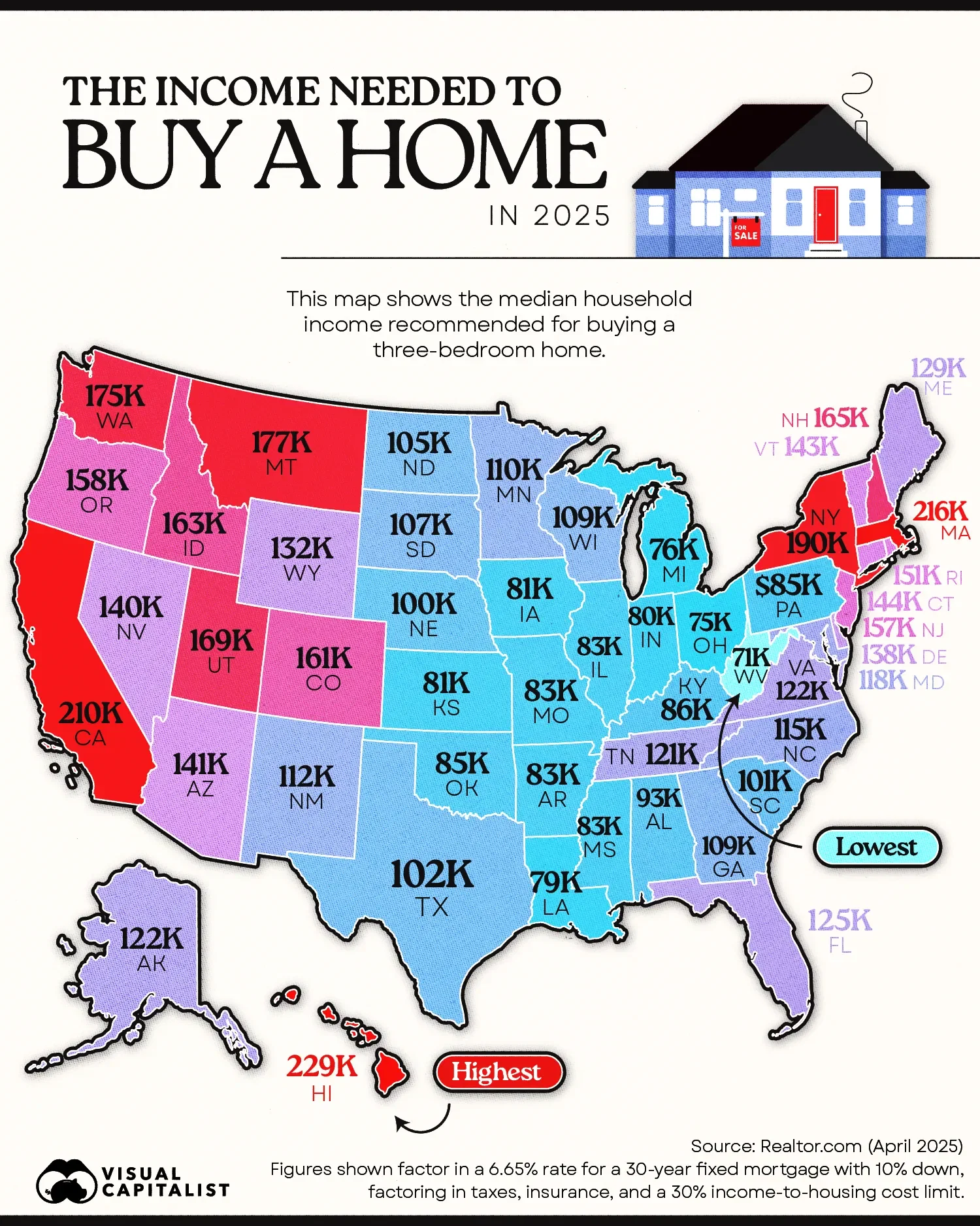 Mapped: The Income Needed to Buy a Home in 2025