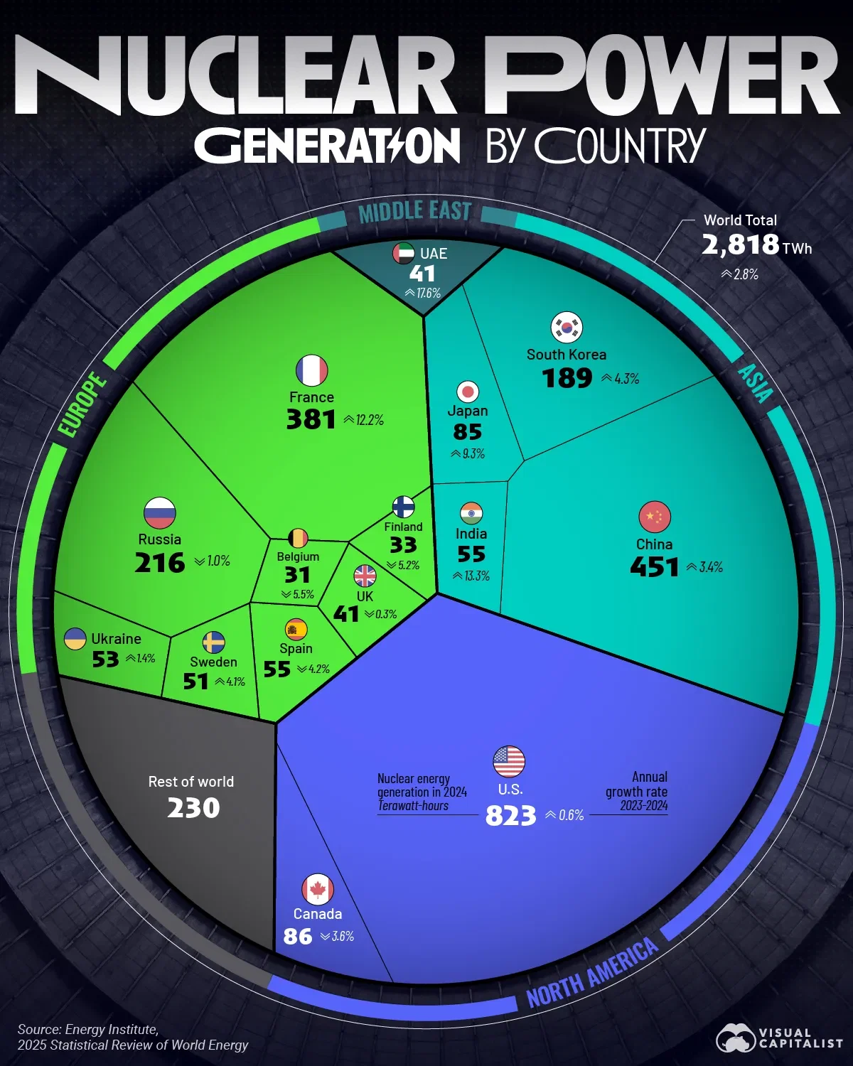 Nuclear Power Generation by Country ⚡