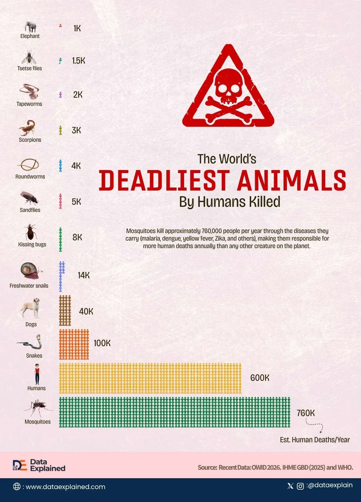 Mosquitoes Kill More Humans per Year than Snakes, Dogs, Others