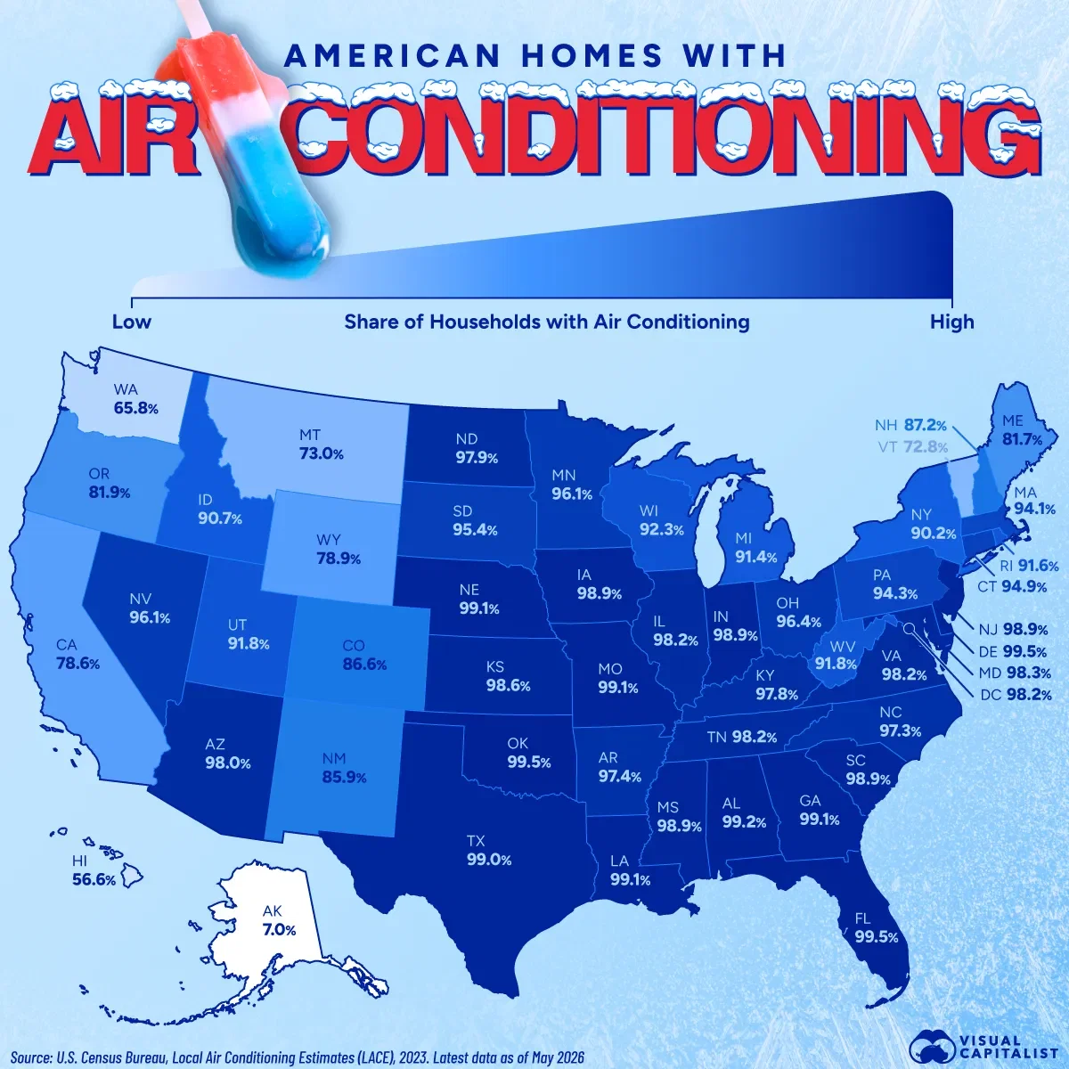 Mapped: America’s Most Air-Conditioned States