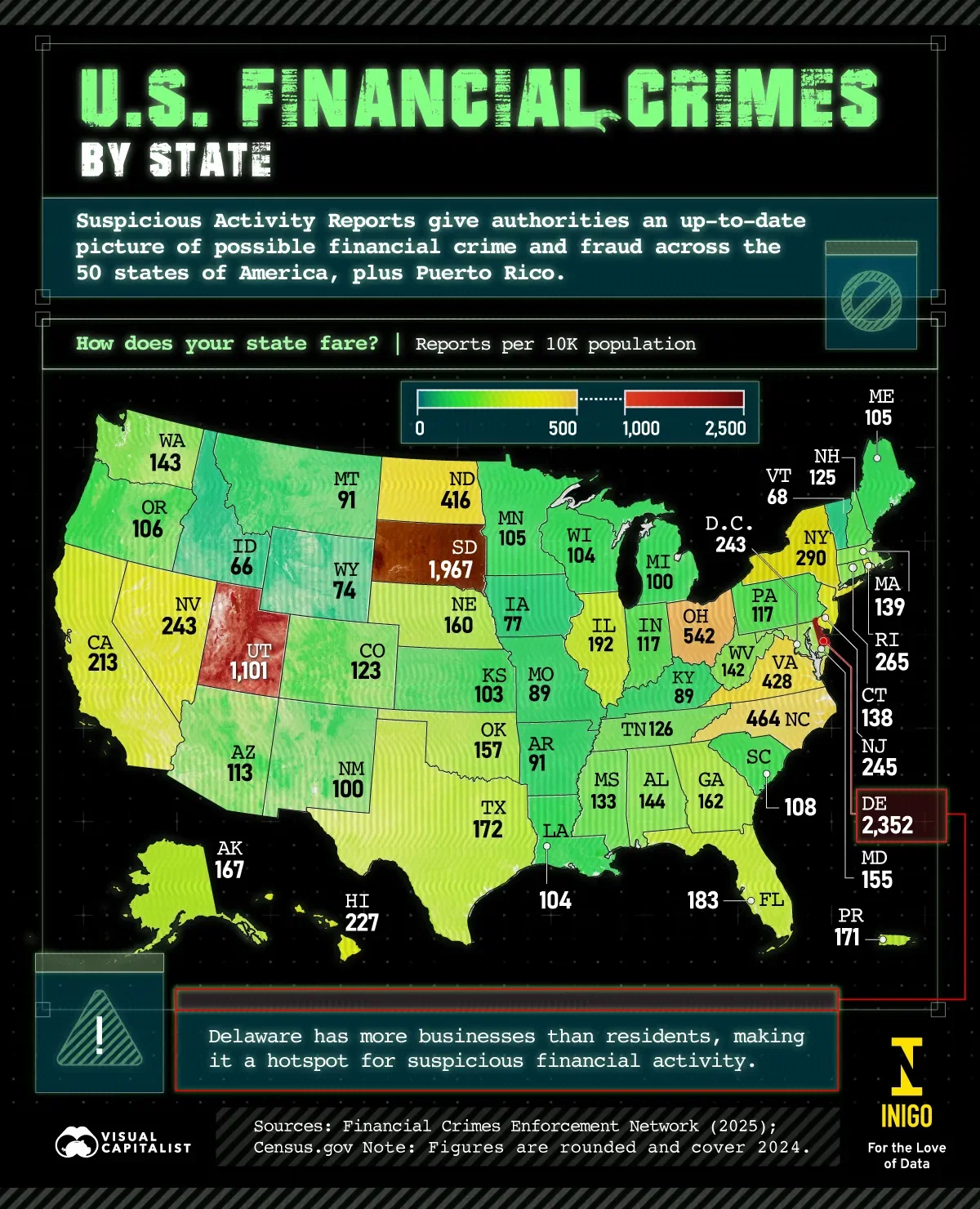 Mapped: U.S. Financial Crimes by State 🥸