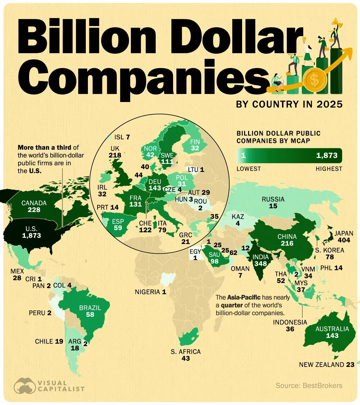 Billion Dollar Companies by Country in 2025 💰
