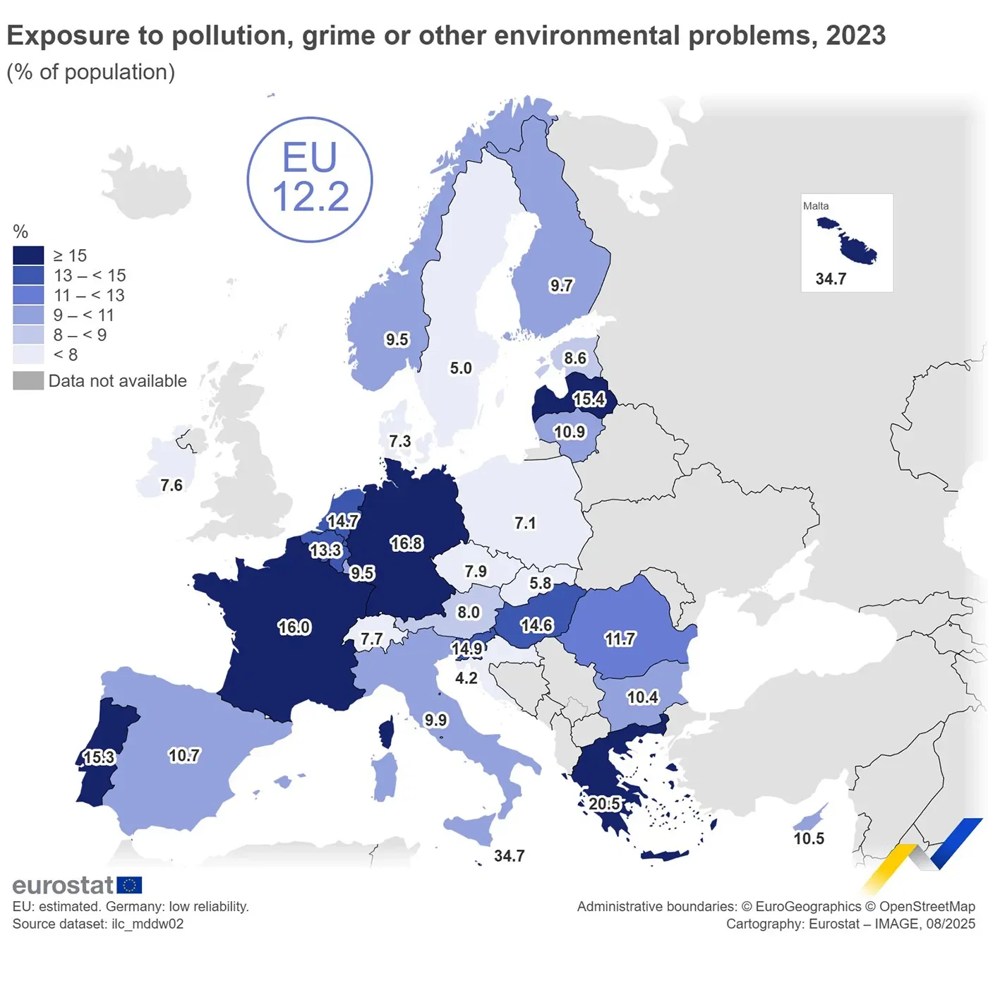 12% of EU population reported pollution in their area