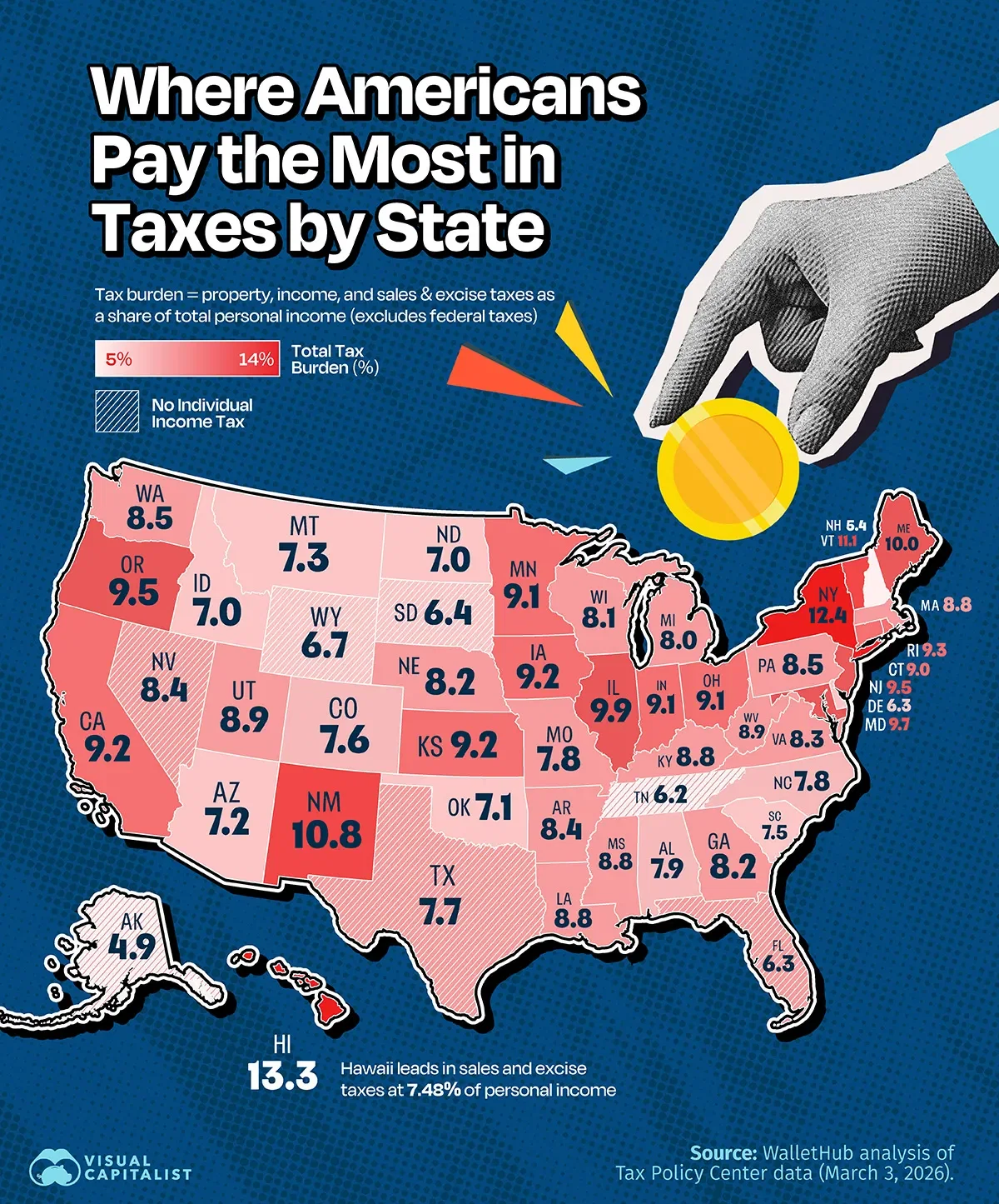 Mapped: Tax Burden by State in America