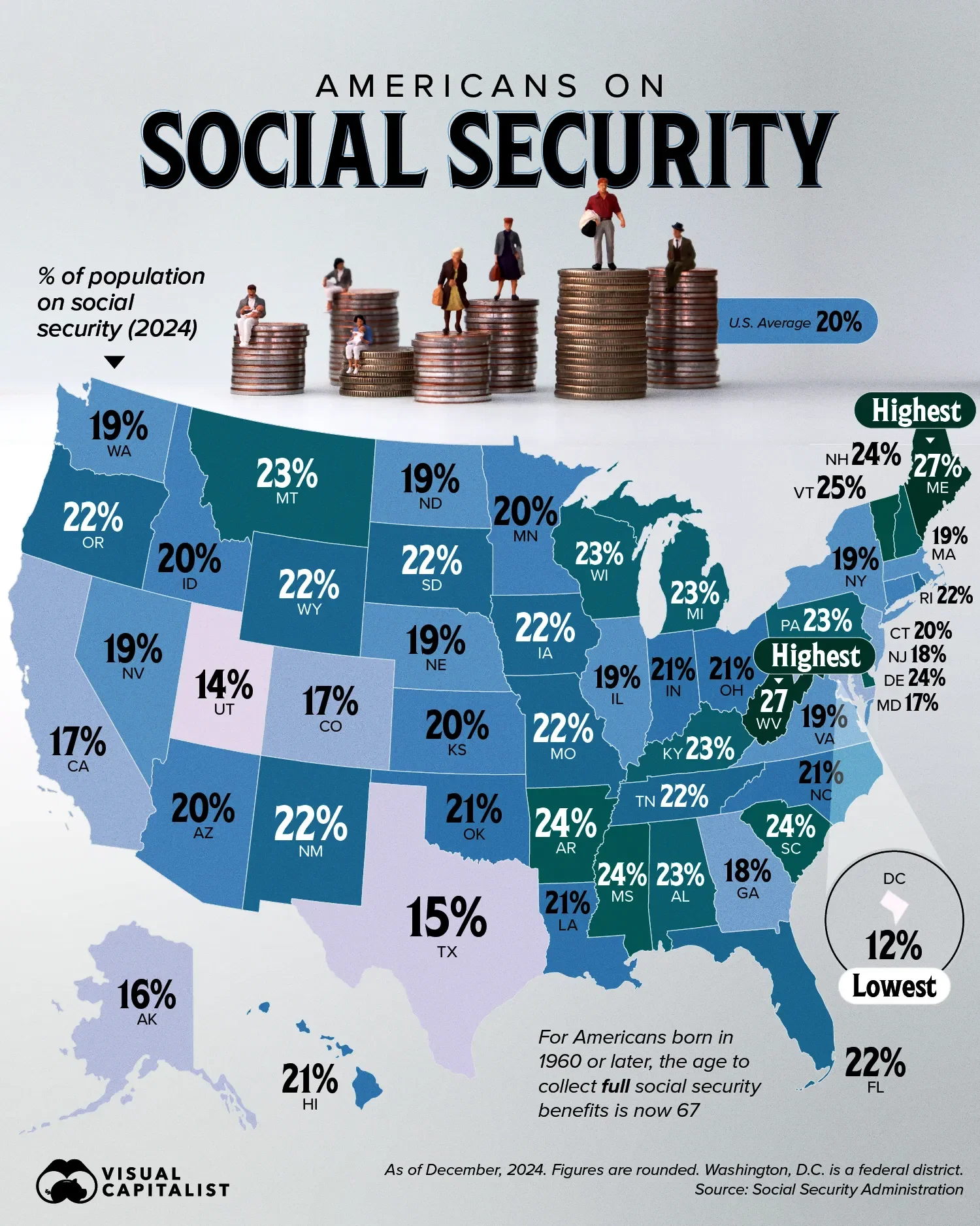 Mapped: Where Americans Receive Social Security, by State