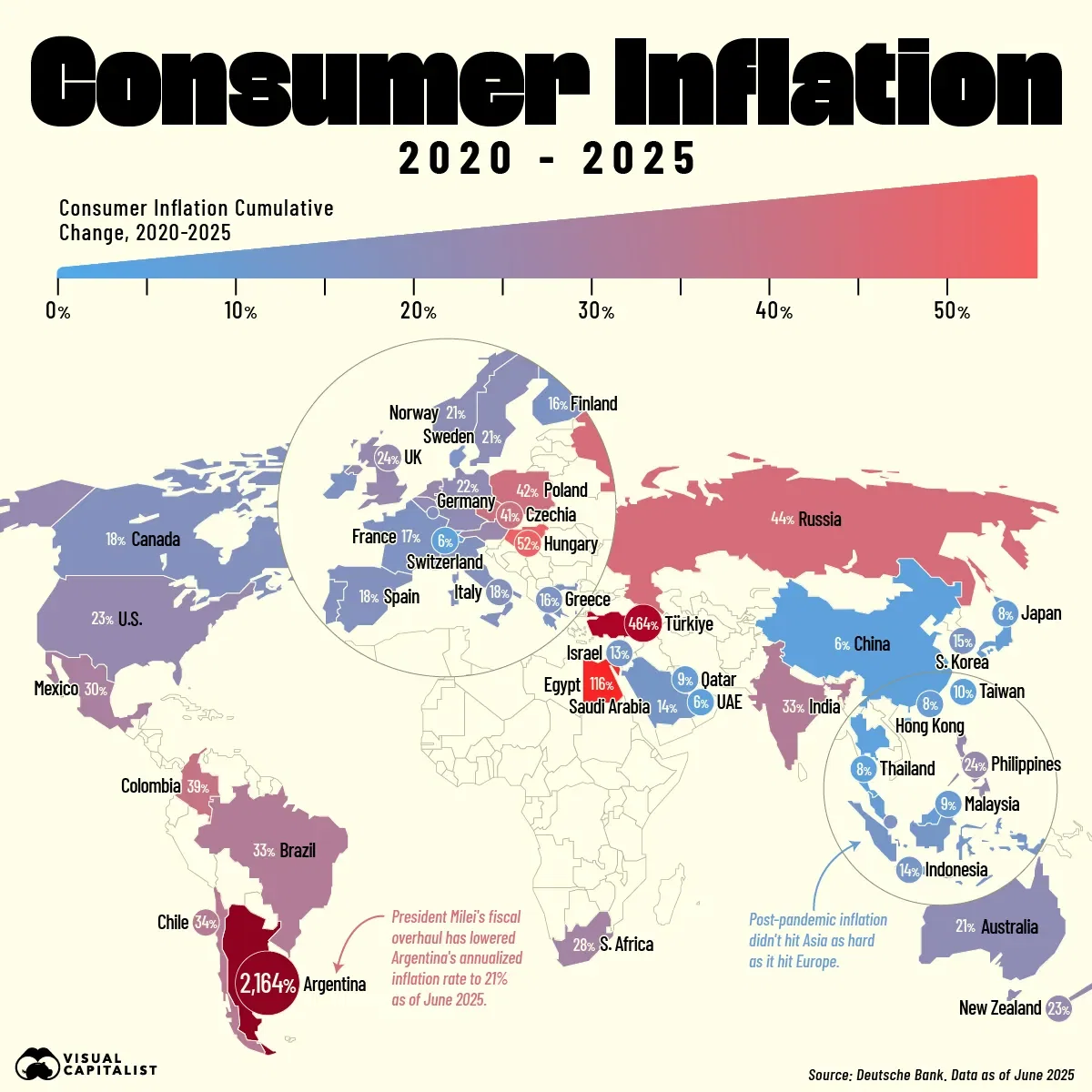 Consumer Inflation Around the World Since 2020 📈