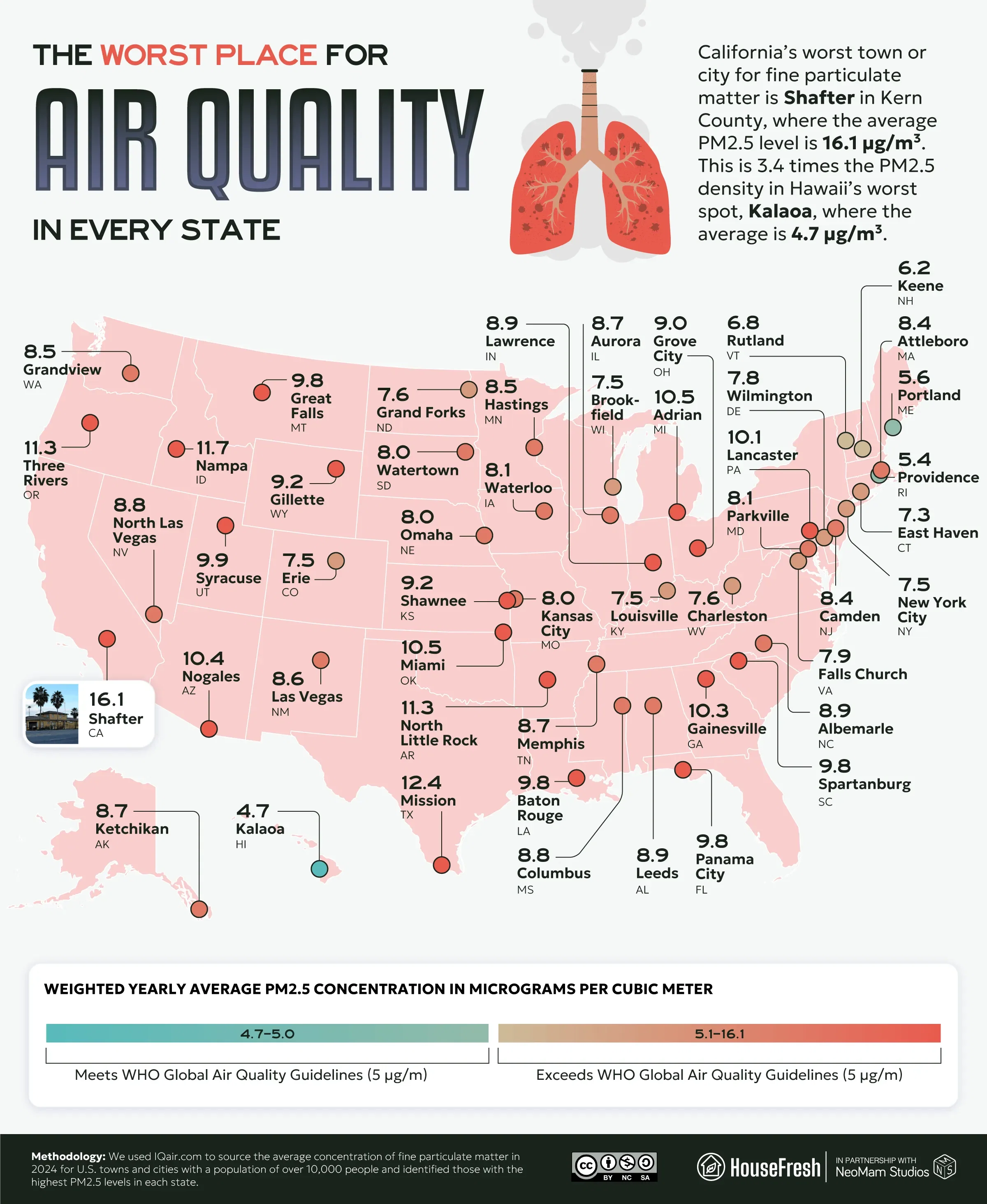 The Worst Place for Air Quality in Every State