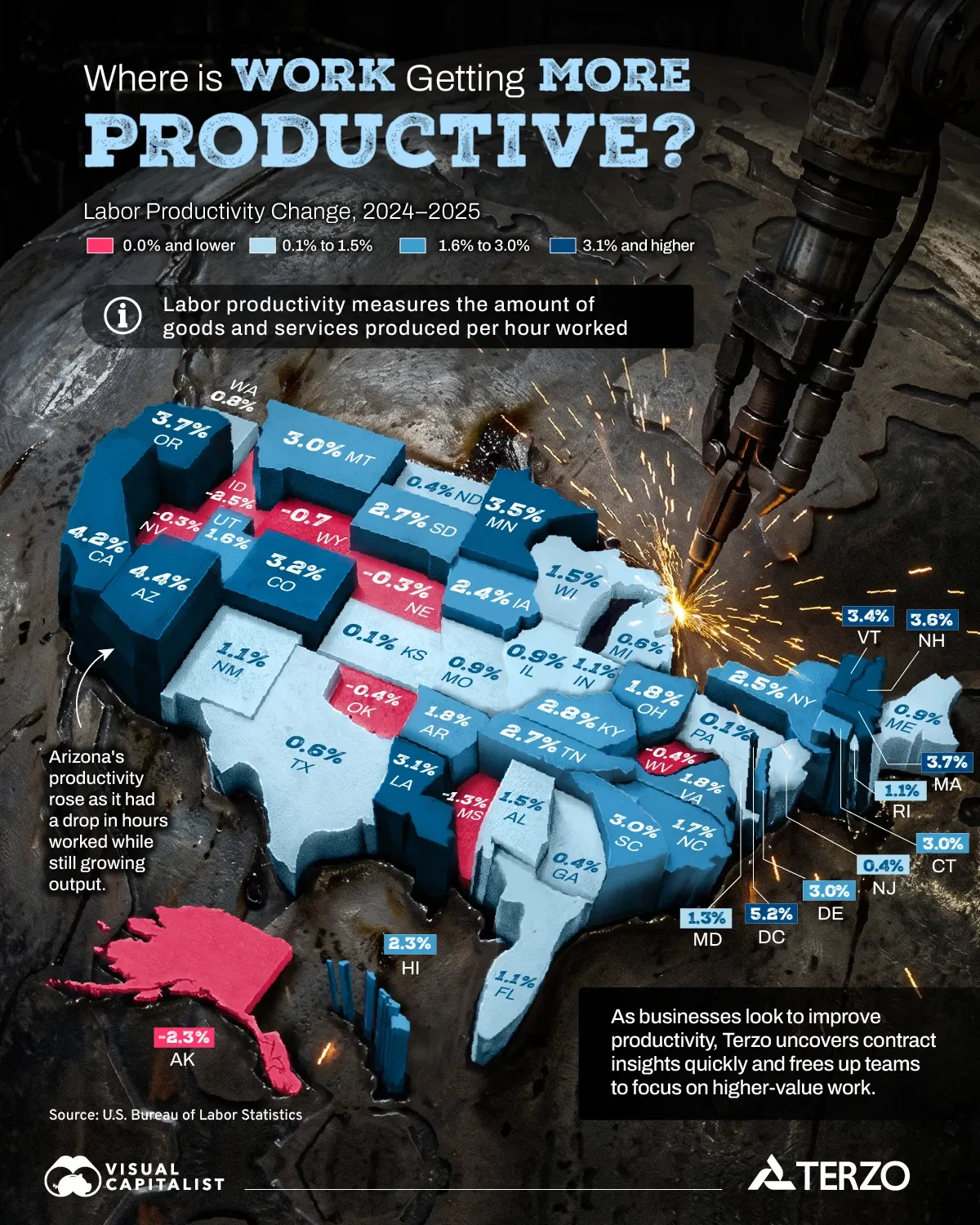 Mapped: Where Workers Are Becoming More Productive in America