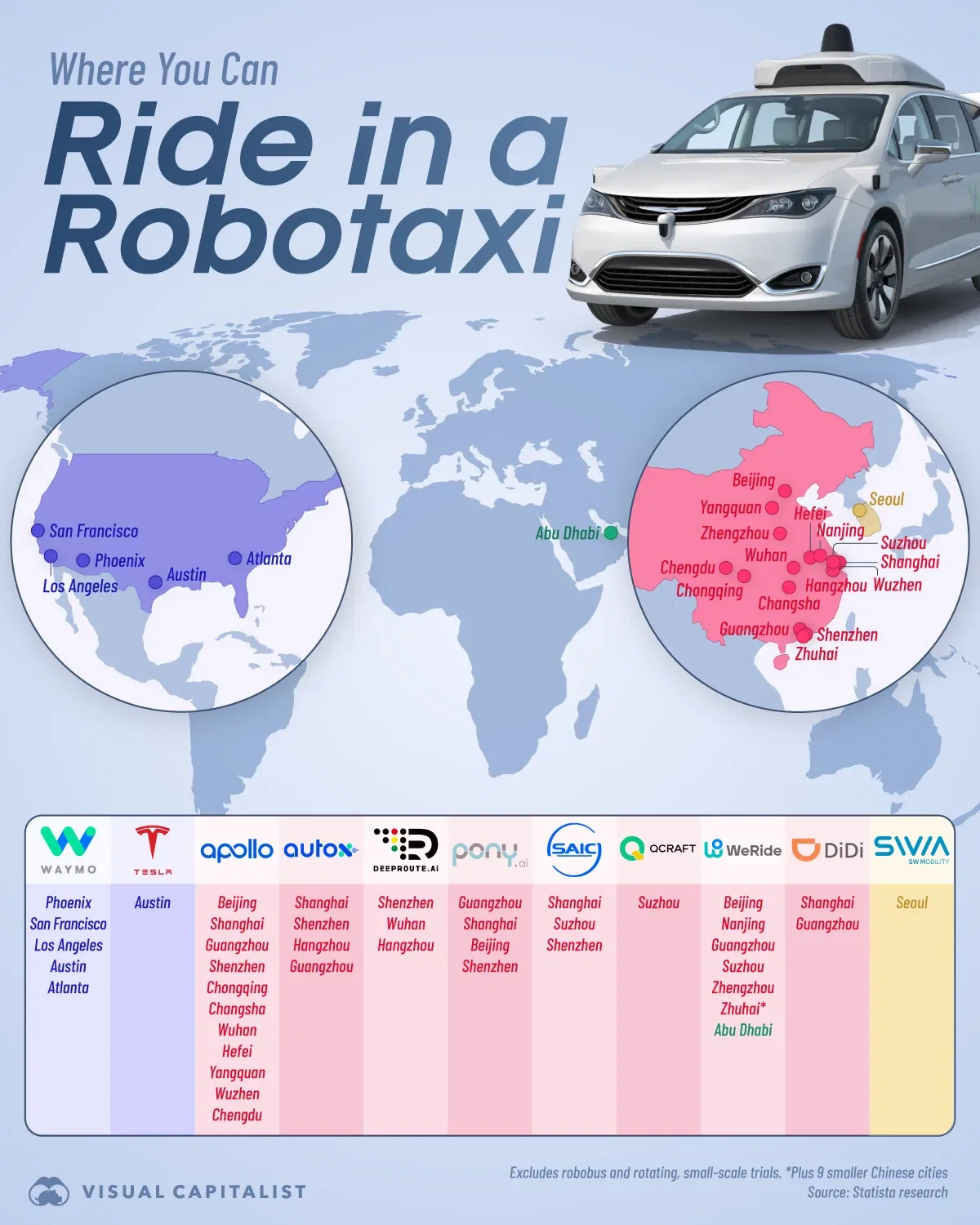 Where You Can Ride in a Robotaxi Today