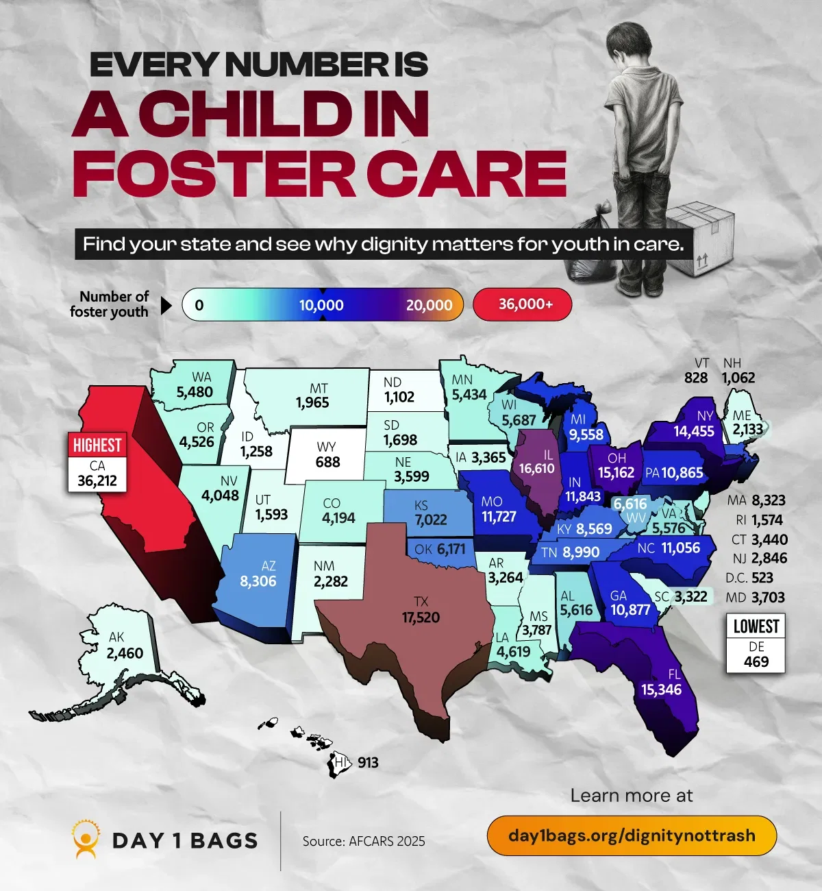 Mapped: Every Number Is a Child: A State-by-State Look at Youth in Foster Care