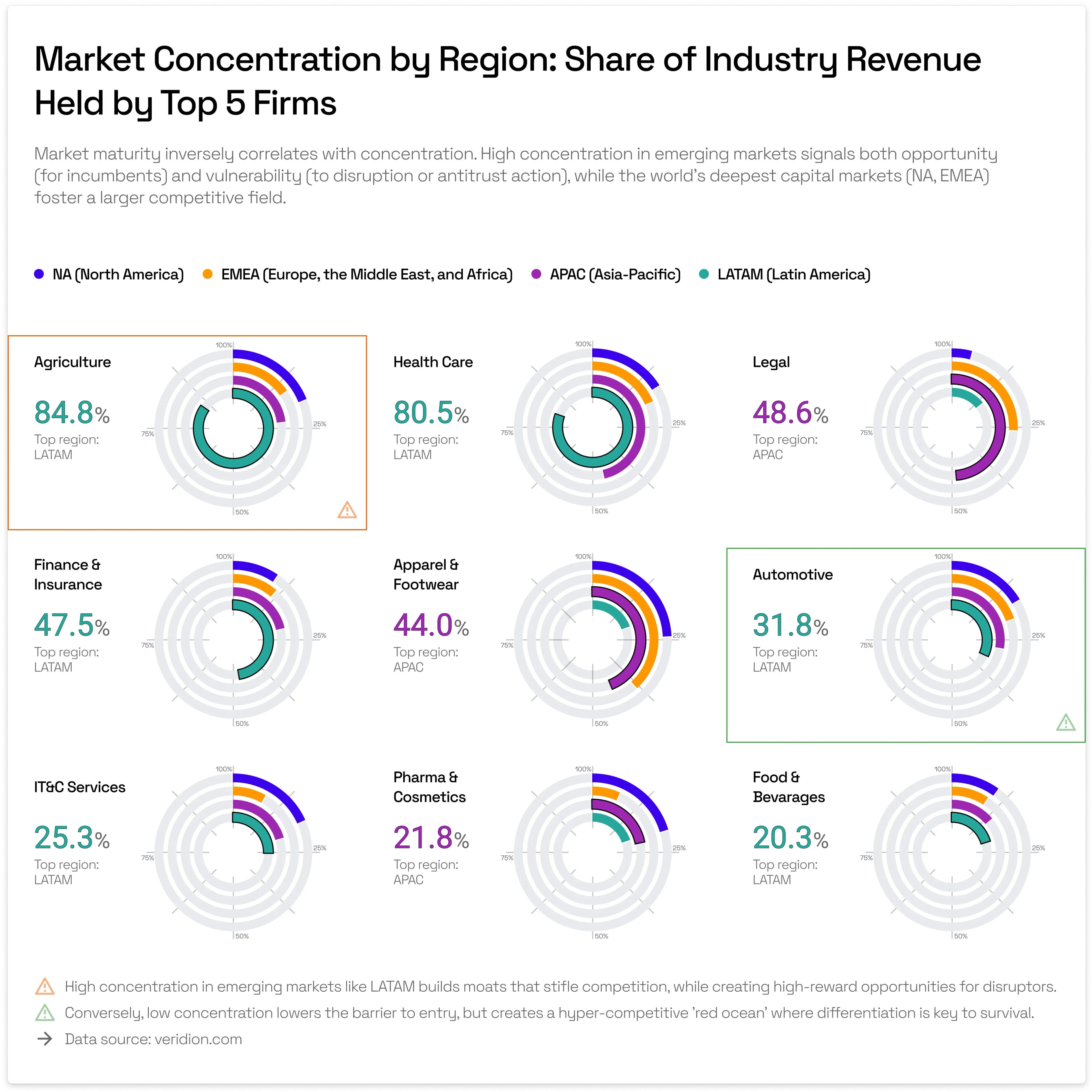 Giants of the Global South: Market Concentration Across Industries and Regions