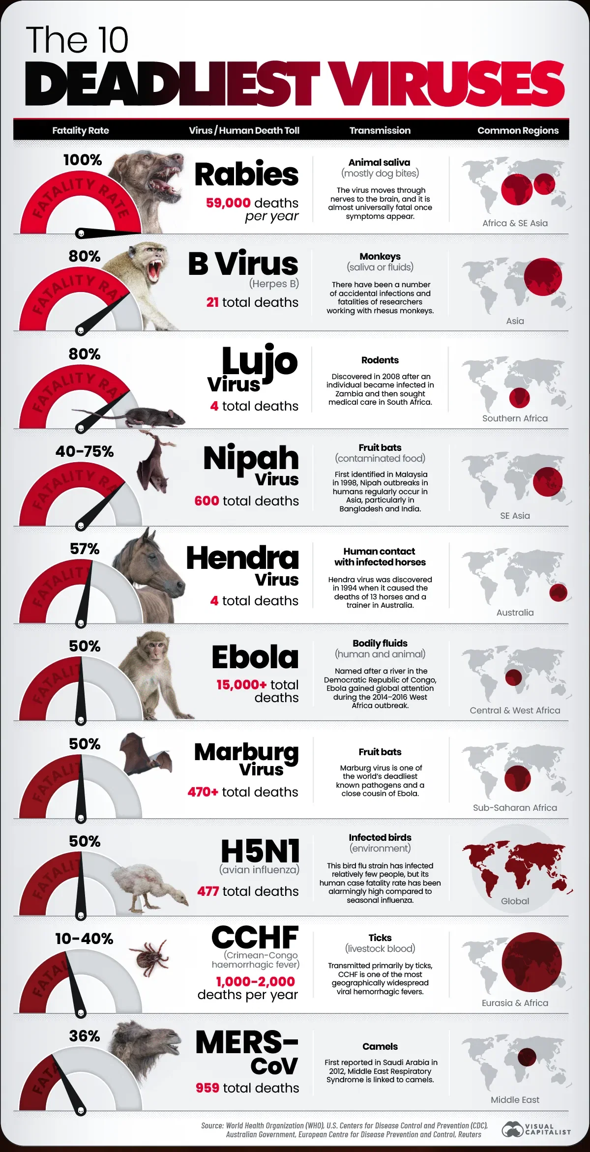 Ranked: The World’s 10 Deadliest Viruses by Fatality Rate