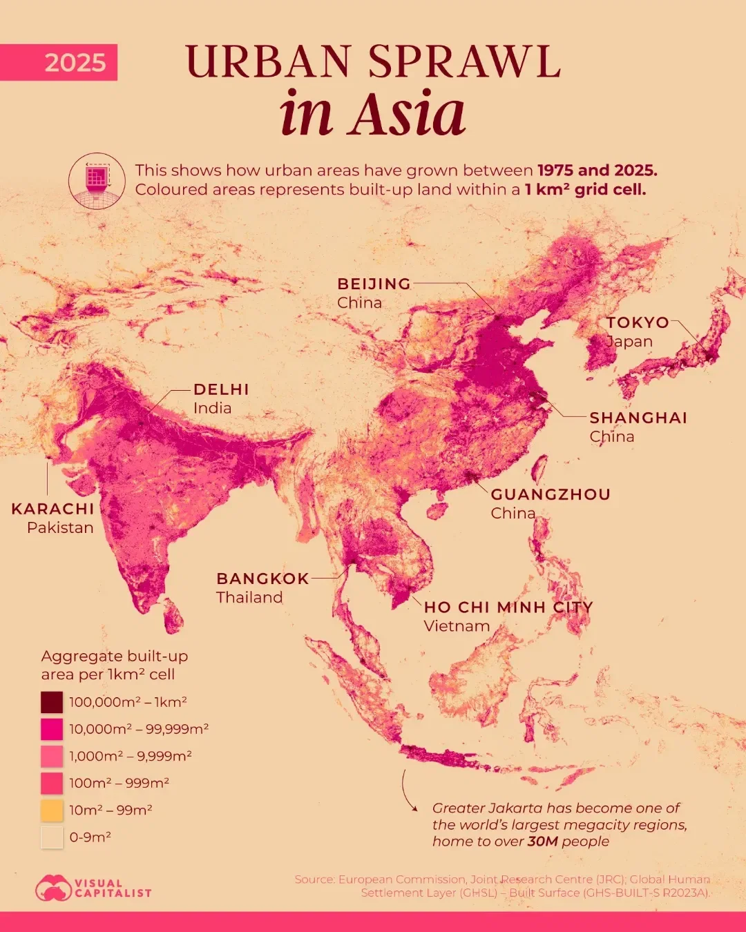 How Asia's Cities Have Grown Since 1975 ➡️