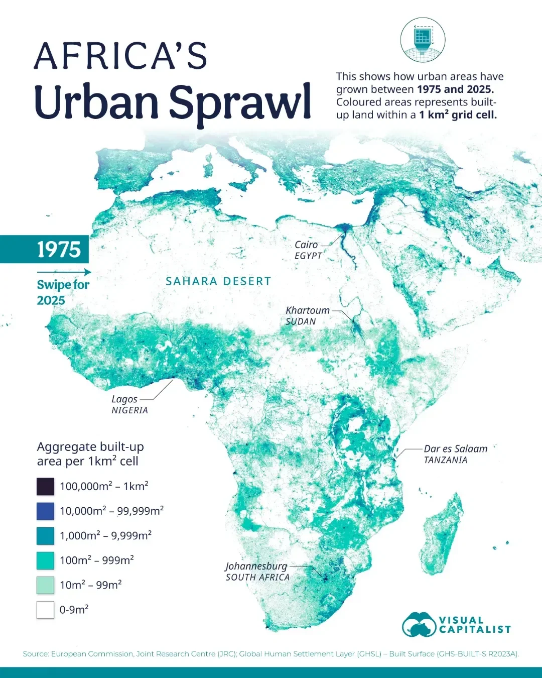 How Africa’s Cities Have Grown Since 1975 ➡️
