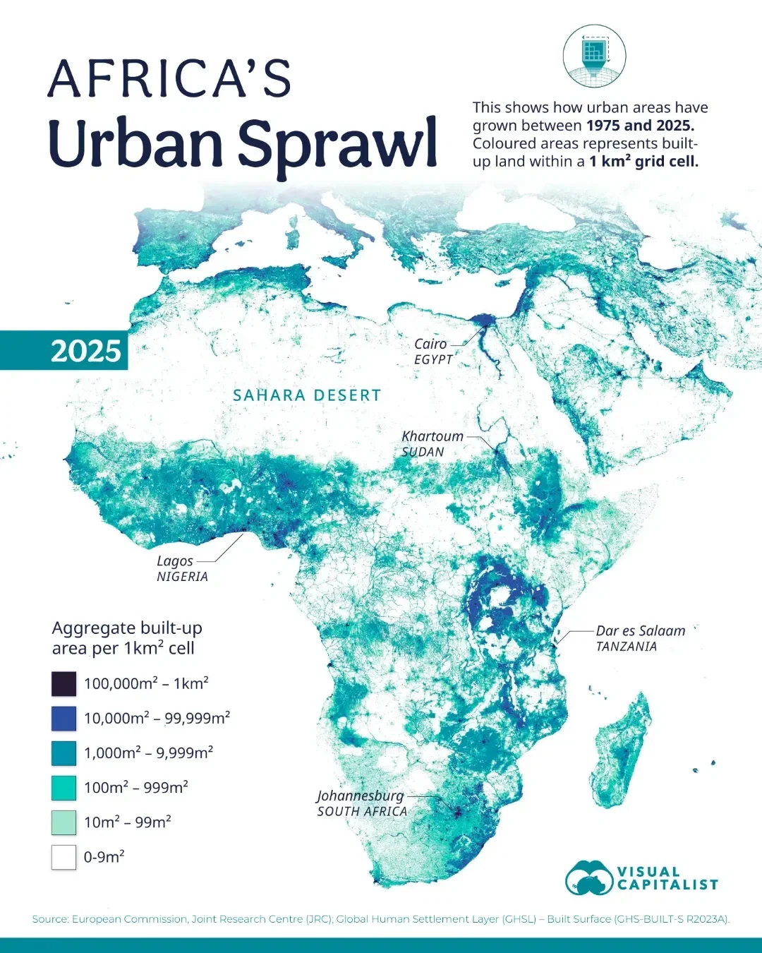 How Africa’s Cities Have Grown Since 1975 ➡️