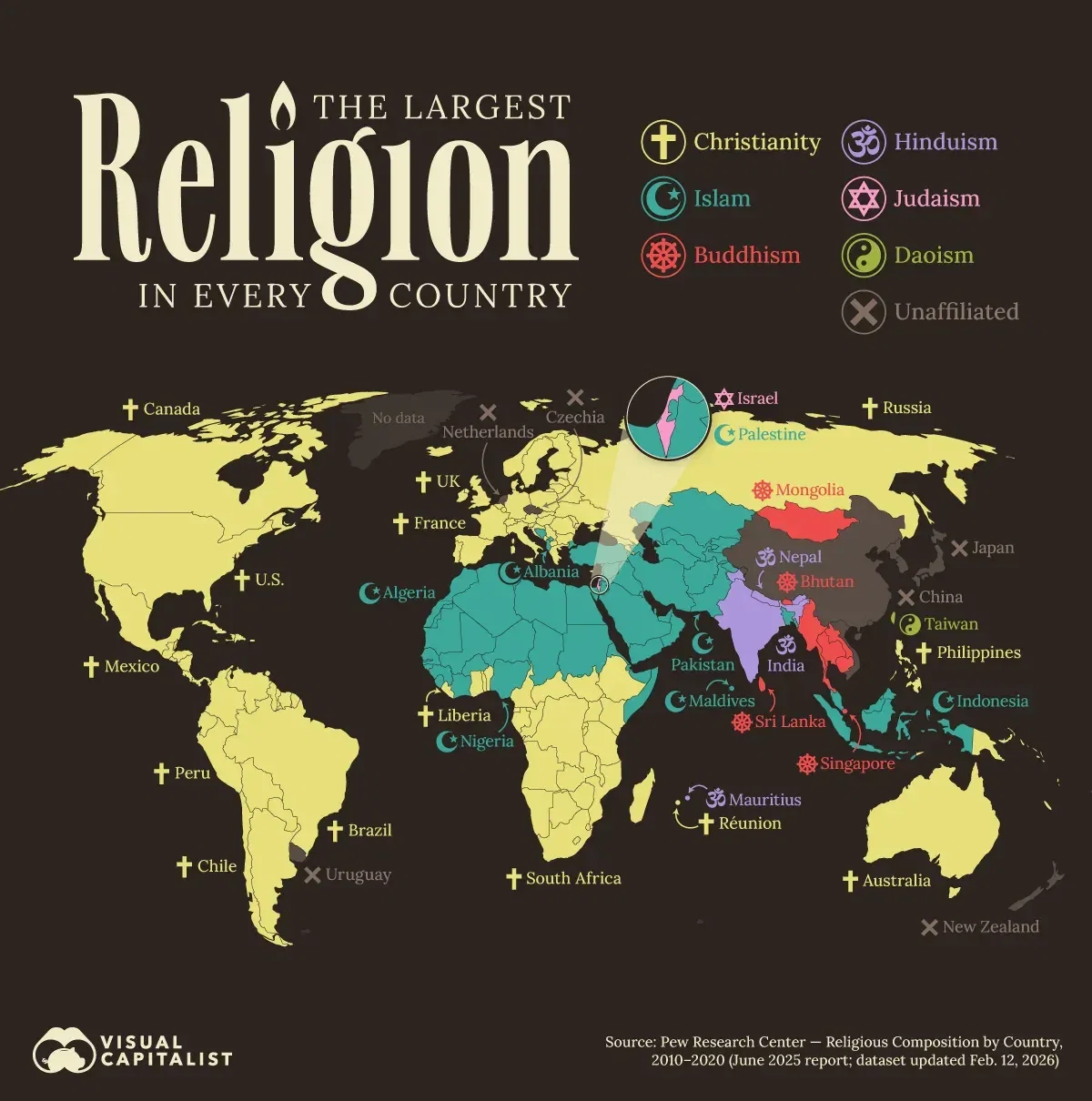 Mapped: The Largest Religion in Every Country