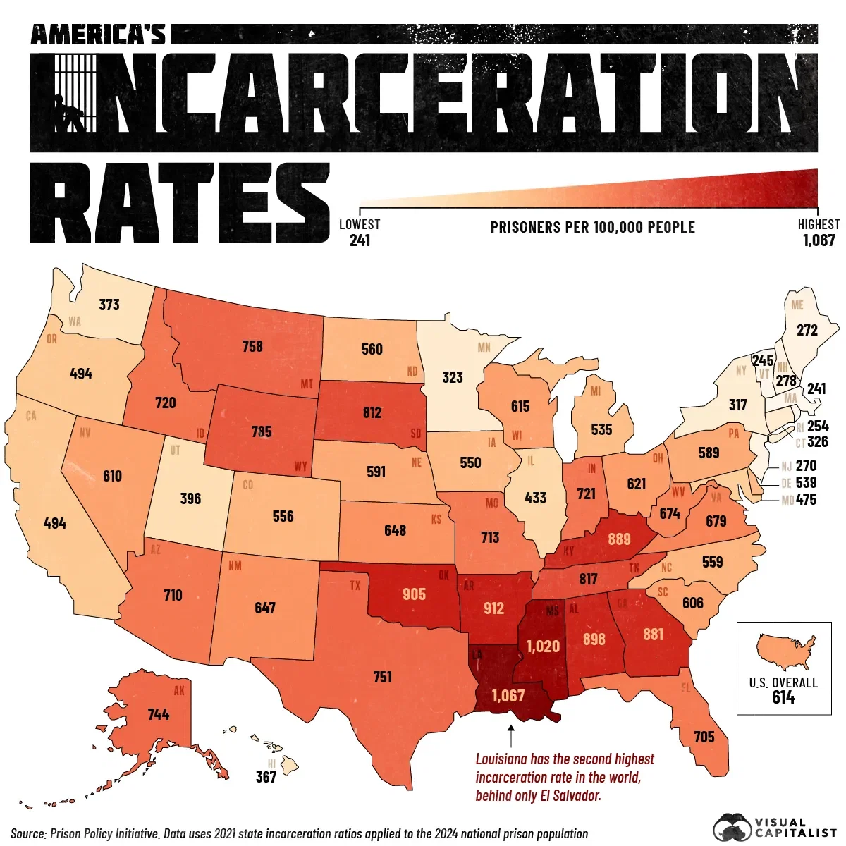Mapping Incarceration Rates Across the U.S. 🚓