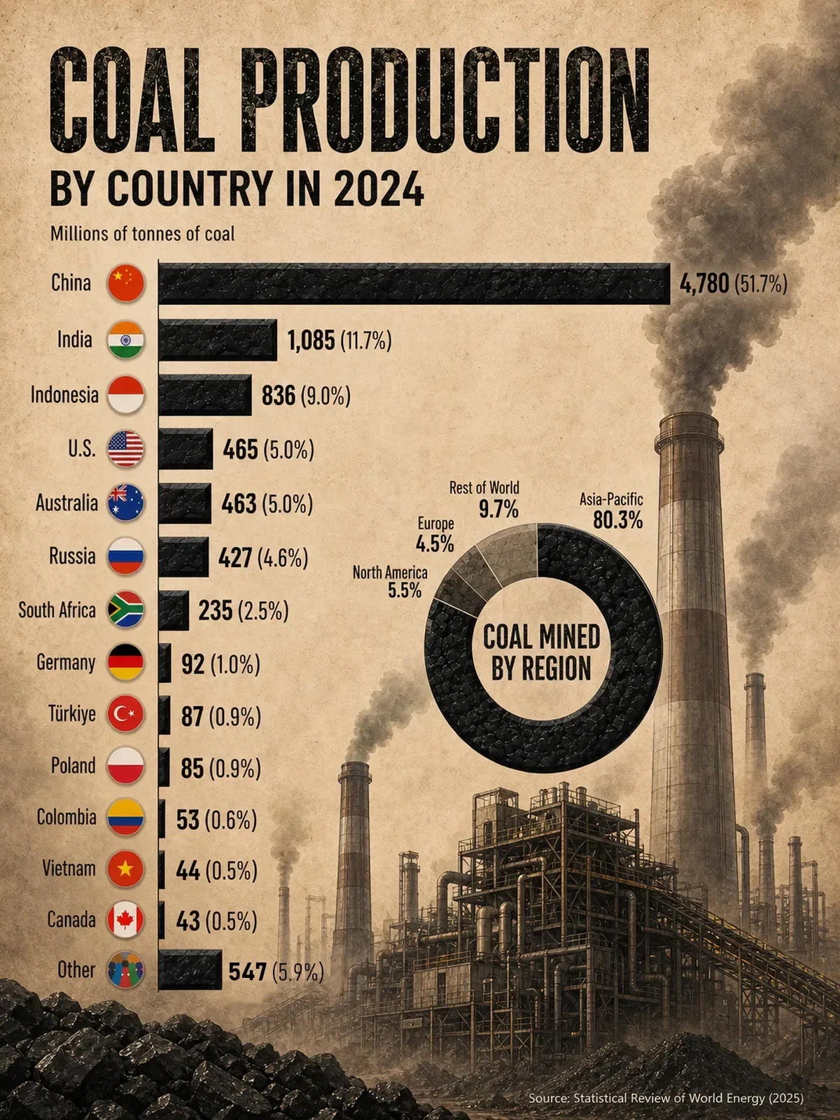 China Produces More Coal Than the Rest of the World Combined