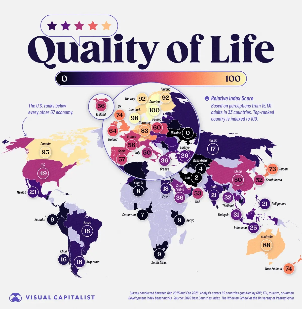 Mapped: Where People Think Quality of Life Is Best