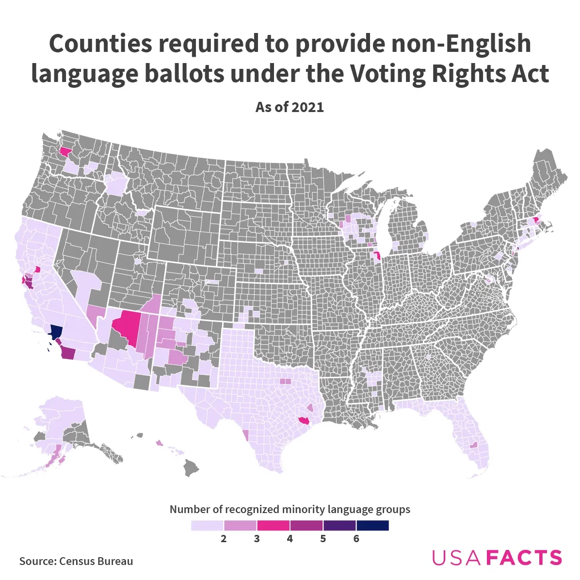 All or part of 30 states require election materials in a non-English language