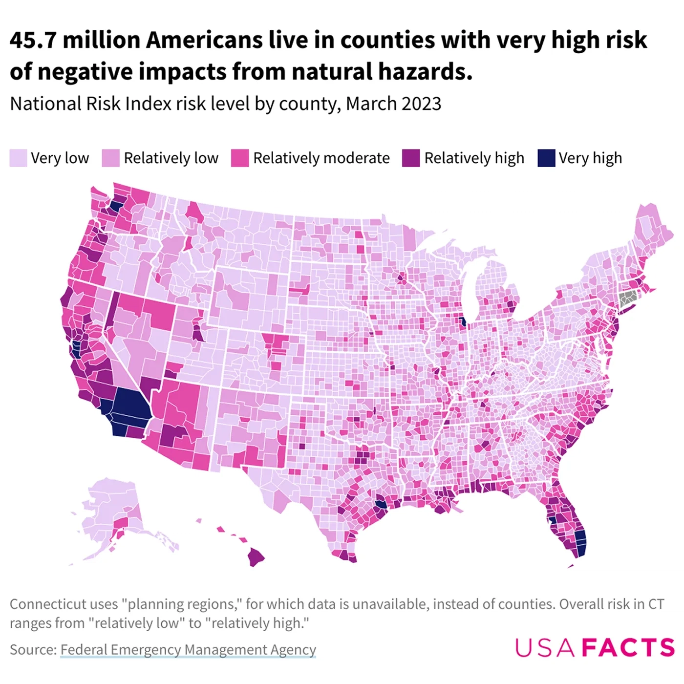 Usa Risk Map 46M Americans Live in Counties with a High Risk of Natural Hazard ...