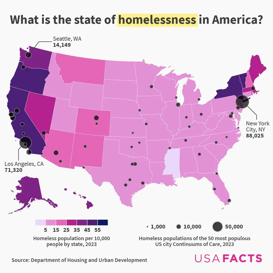 Homeless Rates Cities Which US cities have the largest homeless populations? - Voronoi